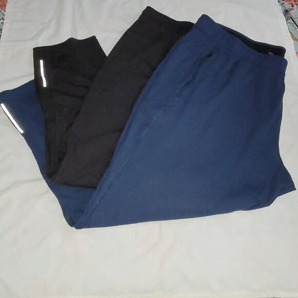 Lot of 2 Athletic Works Mens Sz 3X Elastic Waist Workout Pants Blue Black Pocket - Picture 1 of 16